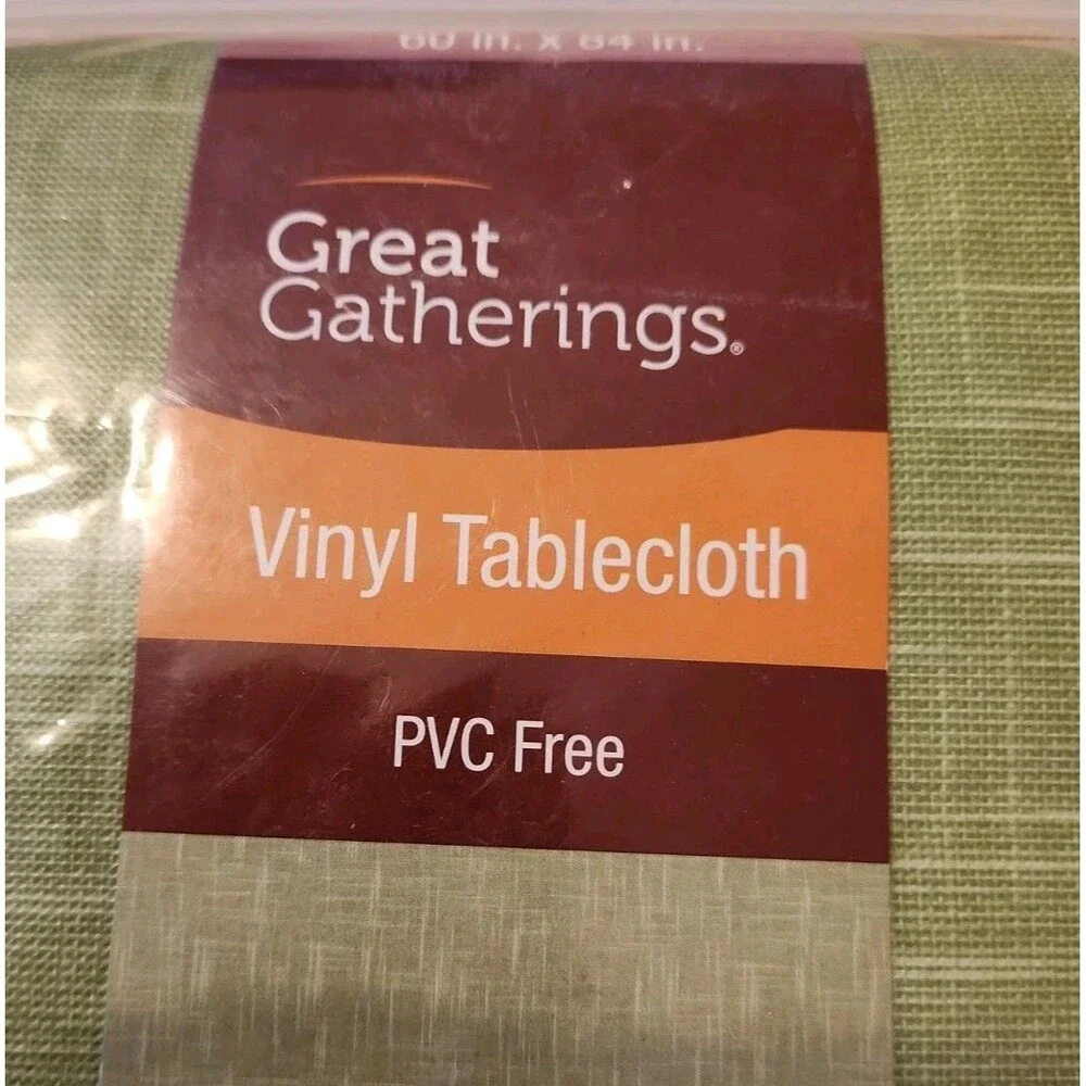 Great Gatherings Green Vinyl Lined Tablecloth PVC Free 60